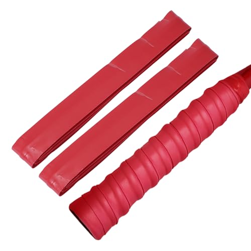 2 Pcs Tennis Racket Grip Tape, Dry Tennis Overgrip Tape, Anti-Slip Absorbent Grip, Racket Overgrip Tape - color: Red, size: Textured-43.3"x1"x0.03"