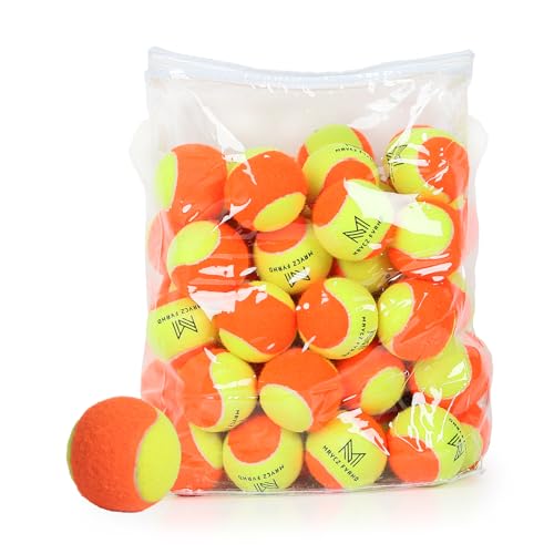 12/18/24/30/40 Pack Tennis Balls for Kids 25%-50% Low Compression Stage Tennis Ball for Beginners Youth Kids Training Practicing with Mesh Bag Easy to Transport - color: Y&O-60Pack