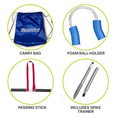 Volleyball Spike & Passing Trainer – Adjustable Ball Holder for Spiking Power & Passing Accuracy – Volleyball Training Equipment Kit with Stick, Foam Holder, Carry Bag & Storage Box