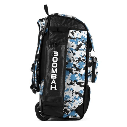 Boombah Catchers Superpack Hybrid Rolling Digital Camo Bat Bag - Multiple Colors - Wheeled & Backpack Version - color: Black/Columbia Blue