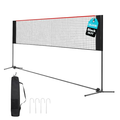 OLIXIS Portable Badminton Net, 2-5 FT Height Adjustable Volleyball Net, Badminton Net with Carry Bag, Volleyball Net, Pickball Net, Backyard Game Indoor Outdoor Use