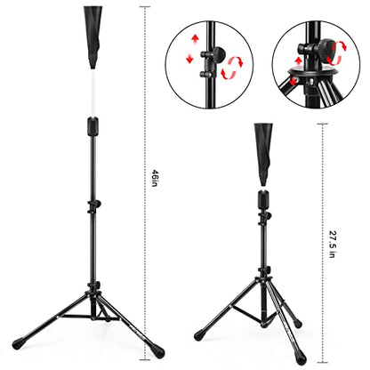Baseball Tee Batting Tee Softball Tee Portable Travel Hitting Tee,Easy Adjustable Height,Stable Tripod Stand - color: Black Pro