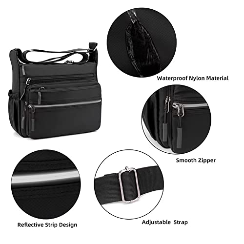 Mudono Messenger Bag for Men Nylon Waterproof Shoulder Bag Multi-pocket Crossbody Bag Daily Travel Bag Lightweight Satchel - color: Blue