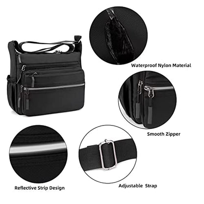 Mudono Messenger Bag for Men Nylon Waterproof Shoulder Bag Multi-pocket Crossbody Bag Daily Travel Bag Lightweight Satchel - color: Blue
