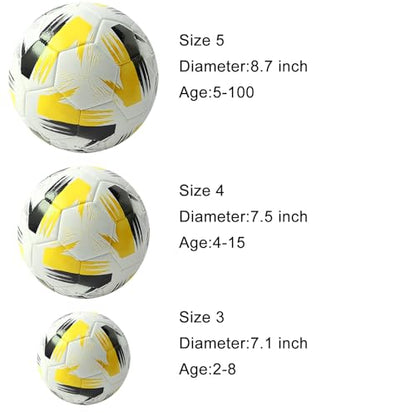 Soccer Ball Size 3 4 5 Soft Leather Anti Explosion Practice Training Boys Girls Adults with Pump Needle - color: Yellow, size: Size 5