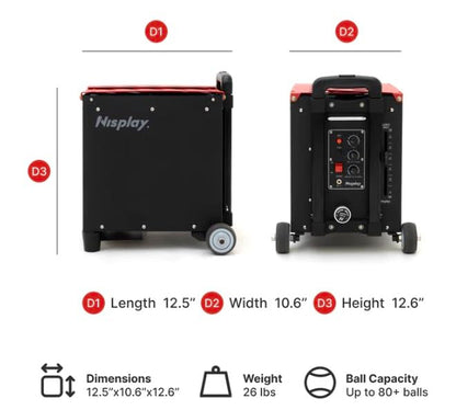 Portable Tennis Ball Machine (26lbs) - Dual Motor for TopSpin and Backspin, 80+ Balls, Max 68MPH, 4+ Hours Play with External Lithium Battery - style: N1 Ball Machine + Oscillator Combo