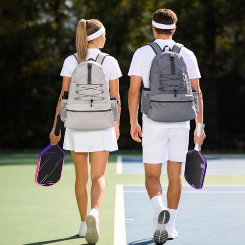SANLIKE Pickleball Bag Backpack for Men Women，Large Pickle Ball Paddle Bag Fits 2 to 4 Paddles,Sports Duffle Bags with Shoe Compartment and Pocket - color: White