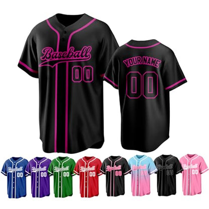 Custom Baseball Jersey Personalized Stitched Family Team Name Number Shirts Uniforms for Women Men Youth Kids - color: Black-21