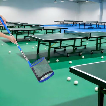 POPETPOP Ping Pong Ball Retriever: Adjustable Table Tennis Picker with Telescopic Handle, Large Capacity Net Basket Collector for Practice