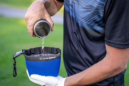Club Scrub Golf Club and Golf Ball Cleaning Bag, Waterproof Clean Face Technology Liner, Detachable Clip, Machine Washable, Cleans Club Grooves, Dry Exterior (Neoprene or Microfiber Option Available) - color: Blue, style: Neoprene