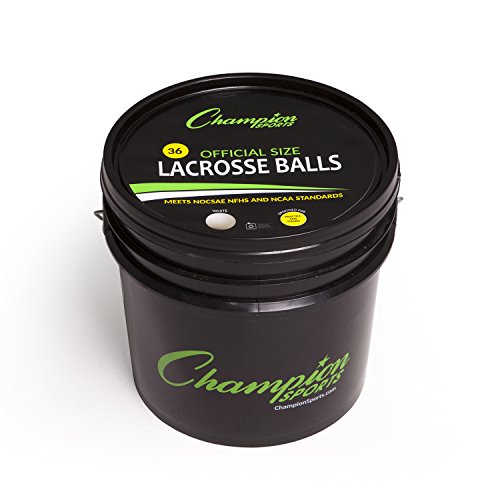 Champion Sports Lacrosse Balls Bucket - 36 Count NCAA & NFHS Certified Regulation Training & Game Balls - Yellow - color: White
