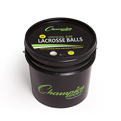 Champion Sports Lacrosse Balls Bucket - 36 Count NCAA & NFHS Certified Regulation Training & Game Balls - Yellow - color: White