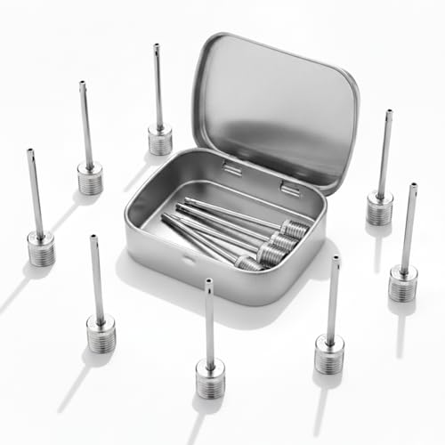 Ball Needle 12pcs in a Storage Box, Ball Pump Needle for Basketball, Football, Soccer Ball, Volleyballs, Handballs and Also Fits All Hand Pumps, Electric Ball Pumps, and Portable Inflators.
