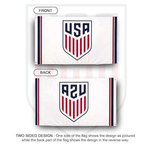 Desert Cactus US Soccer Flag USMNT United States Men's National Team 100% Polyester Indoor Outdoor 3x5 feet Officially Licensed Gear (White, USA Soccer - J)