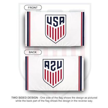 Desert Cactus US Soccer Flag USMNT United States Men's National Team 100% Polyester Indoor Outdoor 3x5 feet Officially Licensed Gear (White, USA Soccer - J)