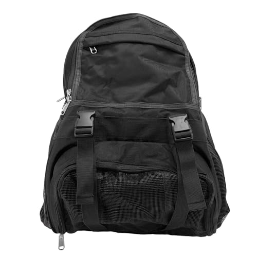 Zunate Large Capacity Sports Backpack, Oxford Cloth Tool Bag with Mesh Pockets for Basketball and Football, Insulated Side Pockets, Red - color: Black