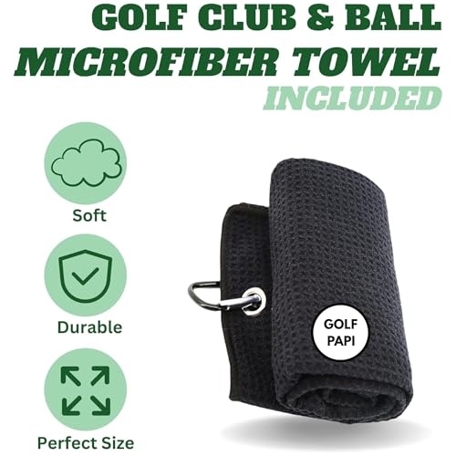 Golf Club Cleaner Brush Kit – Golf Club Cleaning Accessories Include Spray Bottles, Towels, Brush Covers & Retractable Clips – Must-Have Golf Gifts for Clean Shots (1 & 2 Pack)