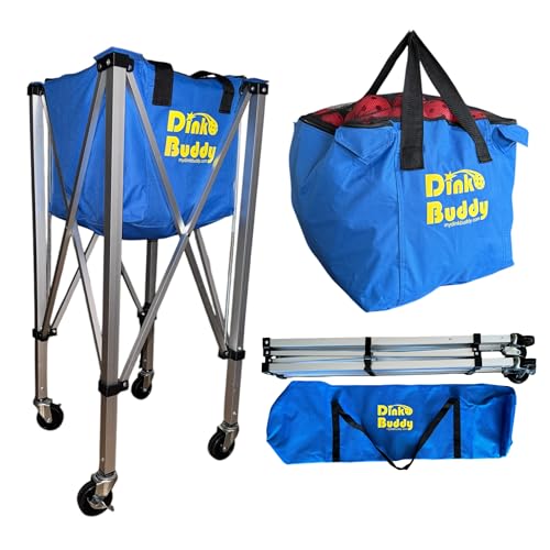Pickleball Hopper with Wheels – Portable Ball Caddy – Pickleball Basket Holds 110 Balls