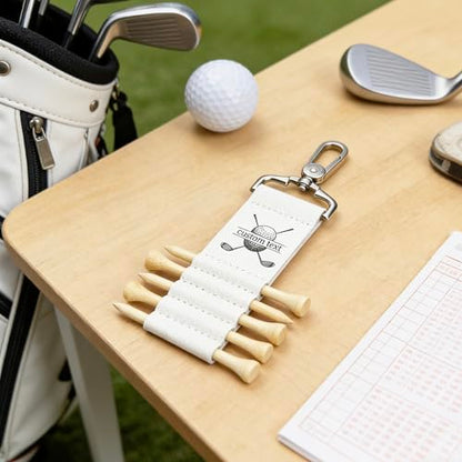 Personalized Golf Tee Holder with 5 Tees, Leather Golf Tee Strap with Clip, Custom Name Golf Accessories, Golf Gift for Men & Dad