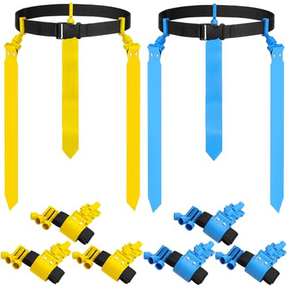 Junkin 6/8/10 Players Flag Football Sets Adjustable Football Belts and Flags for Youths Teens Kids Adults Players Sports Team - color: Blue,yellow