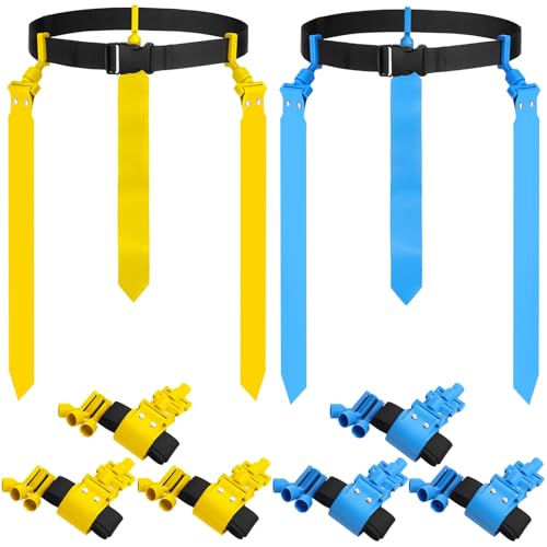 Junkin 6/8/10 Players Flag Football Sets Adjustable Football Belts and Flags for Youths Teens Kids Adults Players Sports Team - color: Blue,yellow