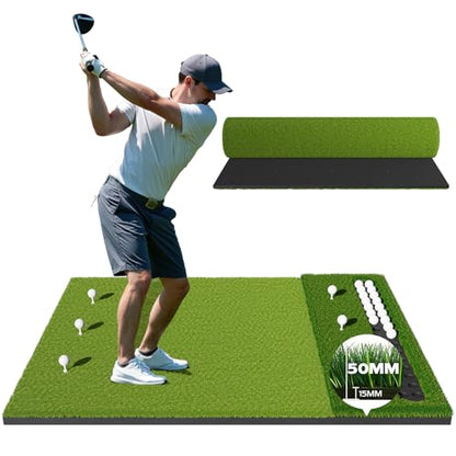 RIKADE Golf Mat - 5x4ft & 6x4ft 26mm-31mm Golf Hitting Mat for Simulators, Backyard, Garage, Indoor & Outdoor Use, Features Dual-Turf Mats with Ball Tray for Chipping and Swing Training - style: 5 x 4 ft, 1.22 in, Dual-Turf