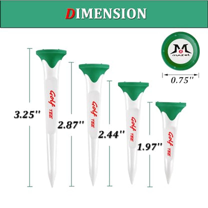MAZEL Plastic Golf Tees 8 Pack｜Excellent Durability and Stability Plastic Tees with 5 Prongs,Reduces Friction & Side Spin - color: Deep Green
