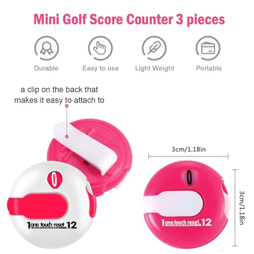 4-Piece Set of Golf Score Counter -4-Color Compact Ball Tracker