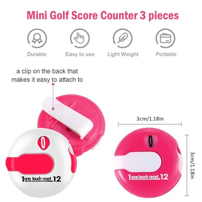 4-Piece Set of Golf Score Counter -4-Color Compact Ball Tracker