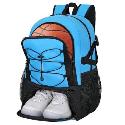 Goloni Basketball Backpack,Large Sports Bag with Ball Compartment & Shoe Compartment,Basketball Bag Fit Volleyball, soccer,Gym - color: blue