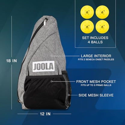 JOOLA Seneca Onset Pickleball Paddles Set of 2 - Includes: 2 Pickleball Paddles, 4 Balls & Sling Bag - Lightweight USAPA Approved Sand Blasted Surface Paddle for Increased Spin, NFC Chip Enabled
