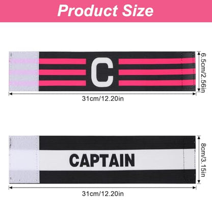 6 Pcs Captain Armbands, Black Soccer Captain Armband Adjustable Leader Armband Team Sport Armbands Football Rugby Basketball Player Band for Adult Youth Soccer Volleyball Team