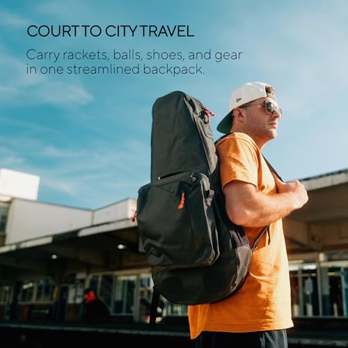 Cancha Weatherproof Tennis Bag and Backpack for 1–3 Rackets with Water Bottle Holder and Removable Strap | Slim and Lightweight Design for Easy Carry | Modular Clip-On Accessory System | Voyager