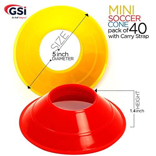GSi Sports Training Cones for Agility Drills – Soccer & Basketball Multi-Sport Field Markers, Durable Flexible Cones in Multiple Shapes & Packs (20–80 Pack)