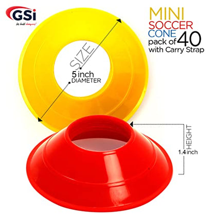 GSi Sports Training Cones for Agility Drills – Soccer & Basketball Multi-Sport Field Markers, Durable Flexible Cones in Multiple Shapes & Packs (20–80 Pack)