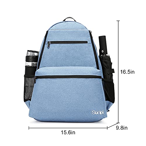 Tennis Bag Professional Tennis Backpack for Men and Women Racket Bags Holds 2 Rackets with Ventilated Shoe Compartment - color: Sky Blue