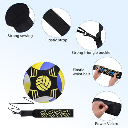 Volleyball Spike Trainer – Removable Solo Spike Practice Kit with Adjustable Handle and Metal Hook, Hitting Trainer for Beginners to Learn Serving and Spiking Skills, Home Backyard Training