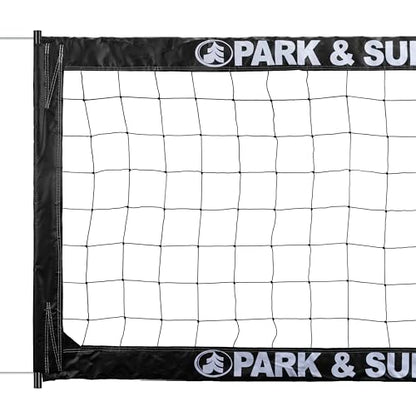 Park & Sun Sports BC-400 Professional Outdoor Volleyball Net – Regulation 39" x 32' – 18 oz Vinyl Tapes with Coated Steel Cables (Top & Bottom), Black
