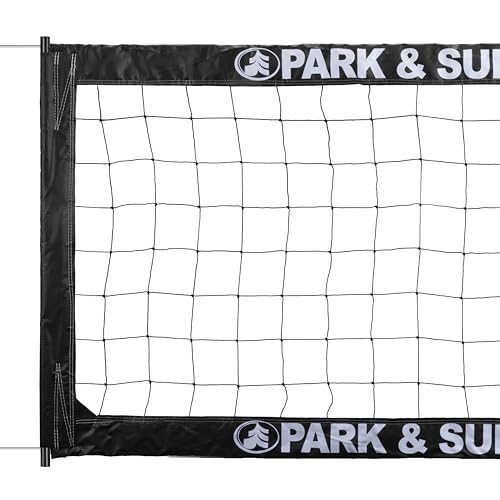 Park & Sun Sports BC-400 Professional Outdoor Volleyball Net – Regulation 39" x 32' – 18 oz Vinyl Tapes with Coated Steel Cables (Top & Bottom), Black