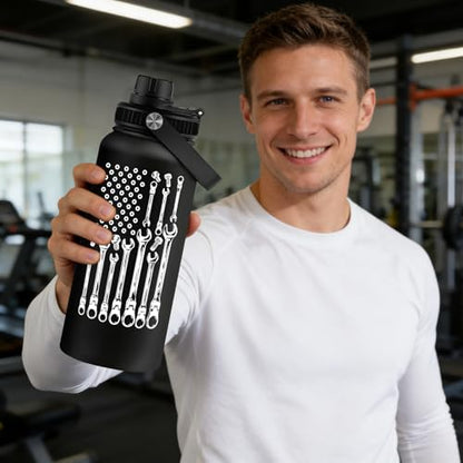 Fufandi Mechanic Gifts - Maintenance Man Gifts for Men - Mechanic Appreciation Gift - Maintenance Worker Travel Water Bottle 32oz - color: Mechanic Black