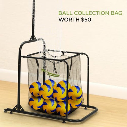Volleyball Setter Training Equipment Volleyball Setting Trainer Setter Net with 2 Target Hoop Size 5 Angle and Height Adjustments Ball Collection Bag