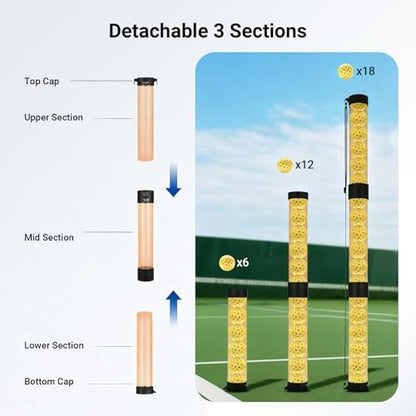 NEEWER Ball Retriever Tube Hopper for Tennis Balls & Pickleballs, Detachable Section No Bending Pickup Picker Upper Collector with Stopper & Shoulder Strap - style: TB02Z（3 section）