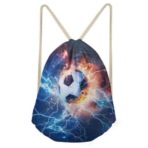 Mumeson Backpack Dayback Printed Daypack Drawstring Bag Travel Bag Large Capacity Shopping Bag for Men, Thunder Soccer Print - color: Thunder Soccer Print