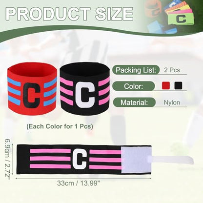 Captain Arm Bands for Soccer, Soccer Captain C Armband, Classic Striped Elastic Protective Arm Badge Player Bands - color: Red/Black