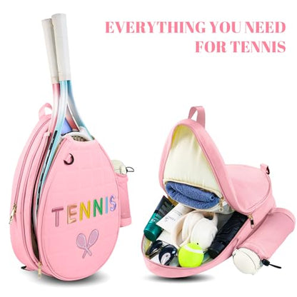 NZNDB Tennis Bags for Women Girl, Tennis Sling Crossbody Backpack, Water Resistant Tennis Bag for Pickleball, Tennis, Racketball - color: Pink