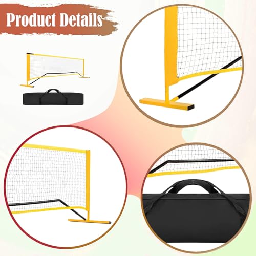 Pickleball Net Portable Net System Quick Assembly Practice Net Training Net Metal Frame with Carry Bag Suitable for Driveway