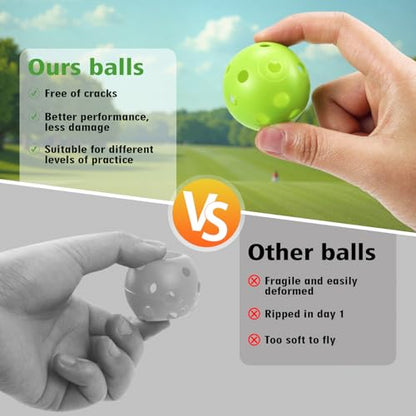 26 Pack Practice Golf Balls, 41mm Hollow Airflow Plastic Golf Balls with Golf Tees, for Indoor Outdoor Driving Range Backyard Swing Practice - color: Green