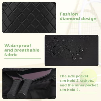 Pickleball Paddle Bag,Large Pickleball Bag for Men & Women,Waterproof Paddle Bag,Stylish Quilted Pickleball Bag,Fits All Paddles,Ideal Pickleball Gifts