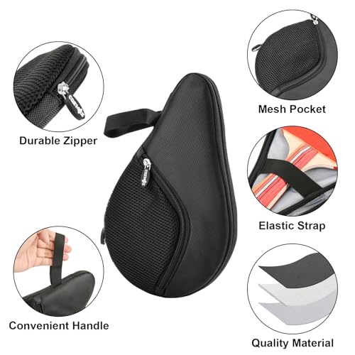 CM Table Tennis Racket Case Cover Ping Pong Paddle Carry Bag with Ball Storage Pocket, For 1 Paddle