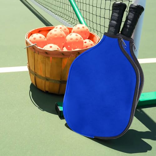 2 PCS Pickleball Paddle Covers, Durable Neoprene Universal 8.26 x 11.8Inch Zippered Racket Sleeve Storage Bag, Fits USAPA Standard Pickleball Racquets - color: Blue
